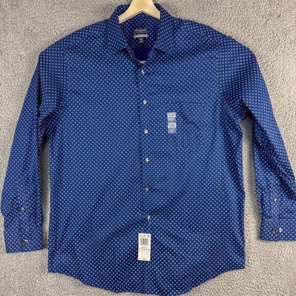 NEW Van Heusen Flex Shirt Mens XL Blue Stretch Casual Preppy Office Work NWT $60 - Picture 1 of 14